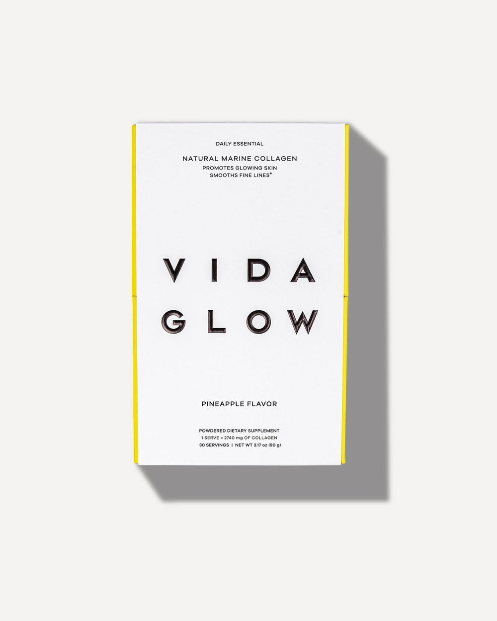 Vida Glow marine collagen pineapple sachets ready for daily routine to support skin and nails.