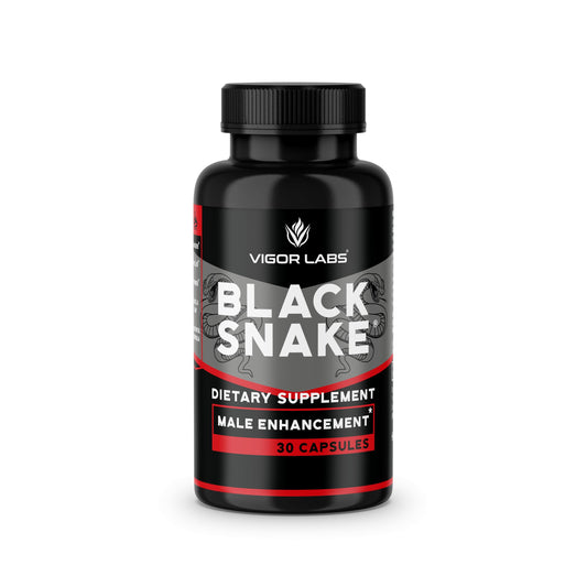 Vigor Labs Black Snake bottle front view signals natural vitality support for daily needs.