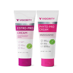 Vigority Estro-Pro cream bottle for daily hydration and midlife skin comfort.