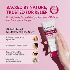 Vigority Estrogen Cream on the neck supports smooth skin and elasticity.