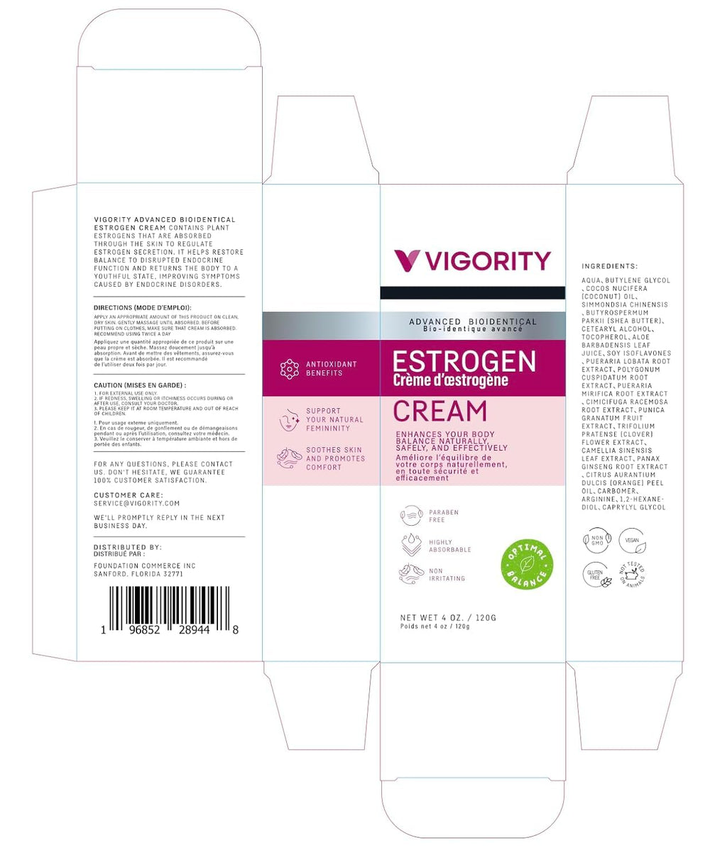Vigority Estrogen Cream routine shot suggests simple daily care.