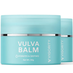 Vigority Vulva Balm 2-pack on display for daily intimate care.