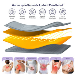Vilicert wearable heating pad with adjustable wrap contours to fit the waist securely.