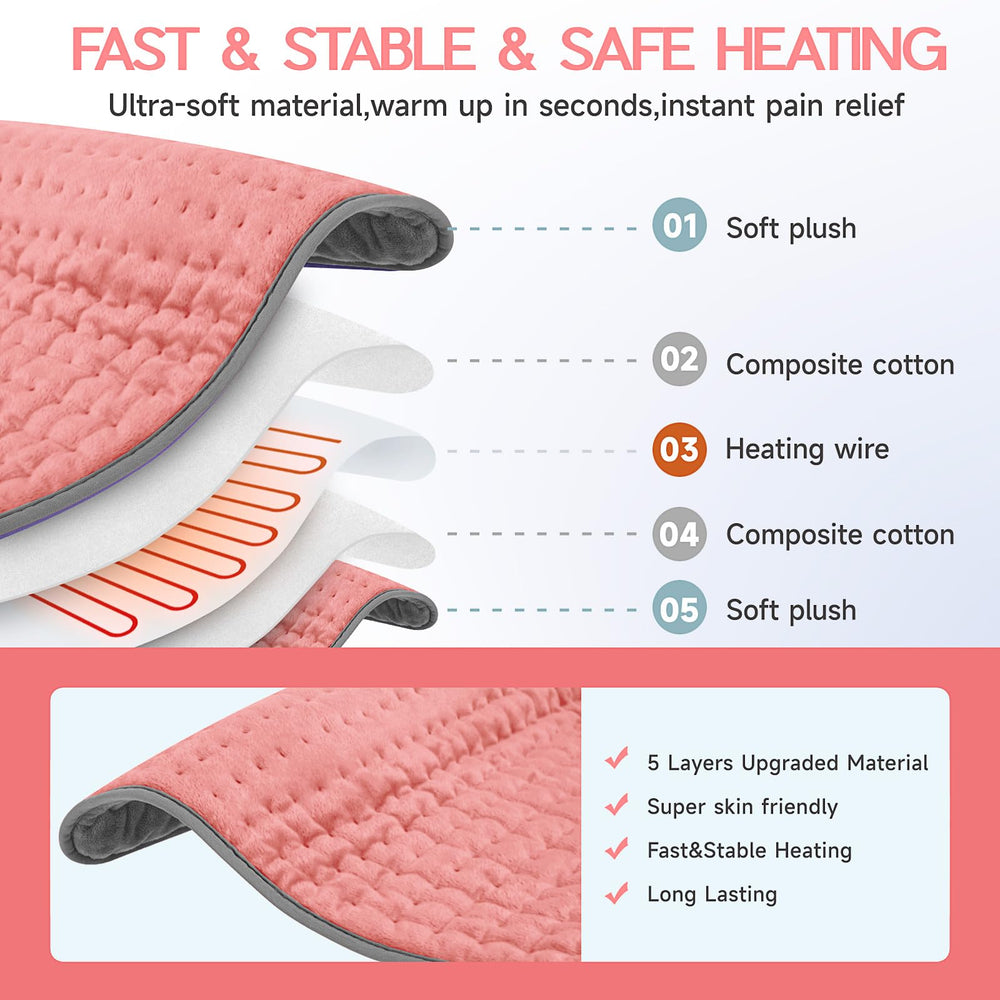 Vilicert heating pad on back and neck to soothe daily muscle tension