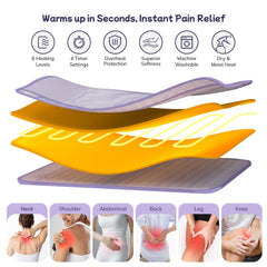 Vilicert wrap heating pad back view with adjustable belt for a secure wrap