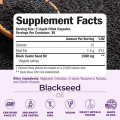 Vimerson Health Black Seed Oil label reveals omega 3-6-9 and vitamin E.