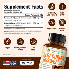 Vimerson Health Boswellia Serrata extract bottle highlights plant-based inflammation balance.