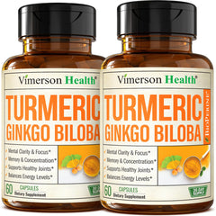 Vimerson Health Ginkgo Biloba Turmeric bottle front supports focus and brain health