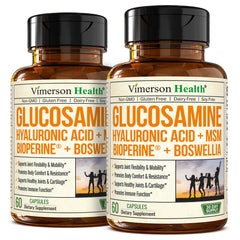 Vimerson Health glucosamine bottle with capsules supports daily joint mobility.