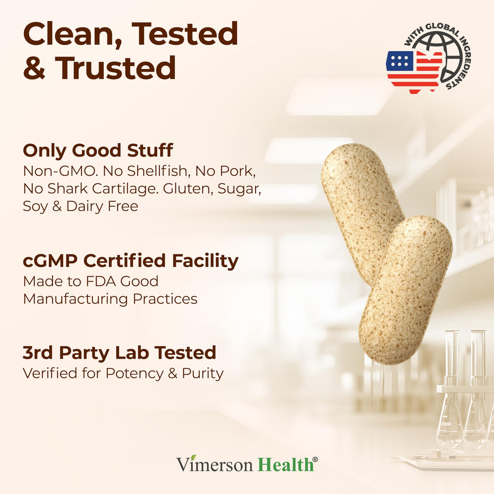 Vimerson Health Glucosamine supplement scene reflects an active lifestyle and joint support.
