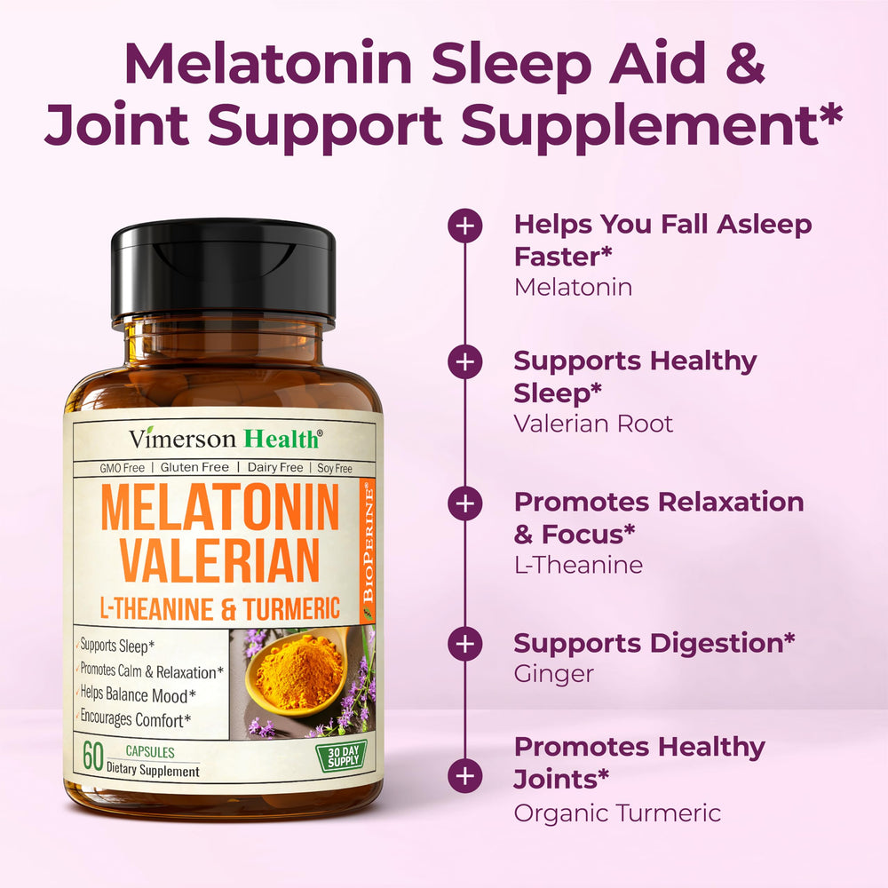 Vimerson Health L-Theanine and Valerian ingredients panel for natural relaxation