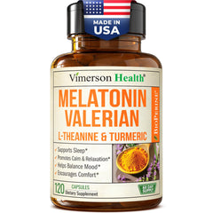 Vimerson Health Melatonin 3mg sleep aid bottle front view, supporting restful evenings