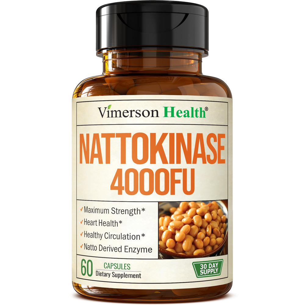 Vimerson Health nattokinase bottle front showing 4000 FU strength for circulation support