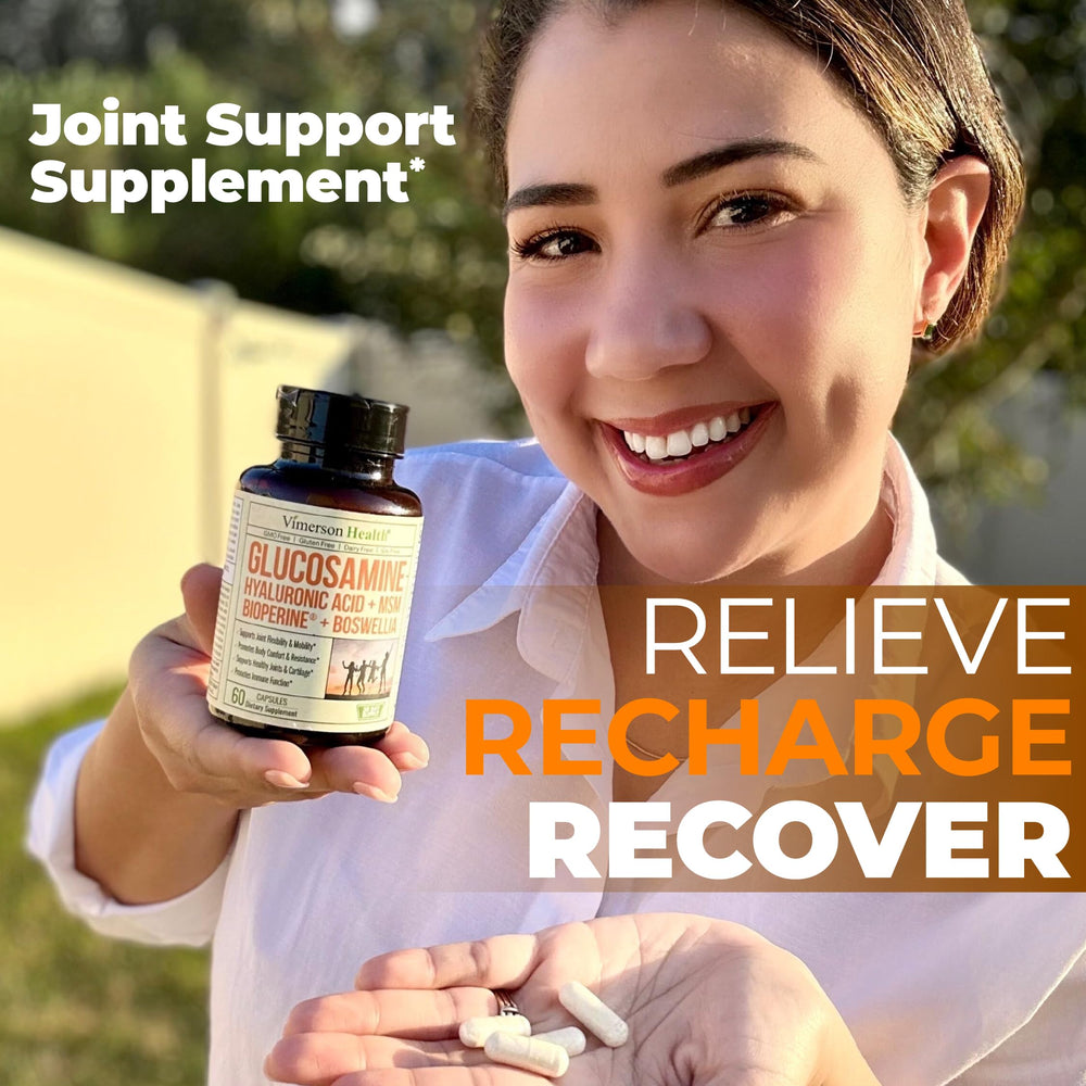 Non-GMO, gluten-free Vimerson Health joint supplement seal.