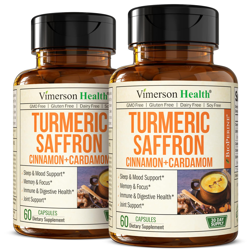 Vimerson Health saffron supplements bottle front for mood support potential