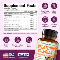 Vimerson Health turmeric-curcumin-ginger capsules for daily wellness alongside sleep.