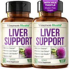 Vimerson Health vegan liver cleanse bottle front shows brand and daily support