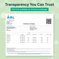 Third-party testing badge reinforces product purity and US-based manufacturing.