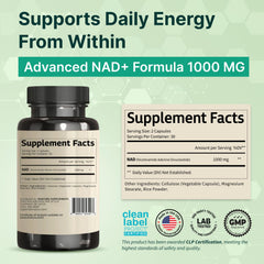 VINATURA NAD 1000mg capsules close-up highlighting dosage.