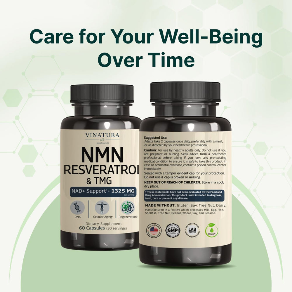 VINATURA NMN Complex brand packaging communicates trust and quality.