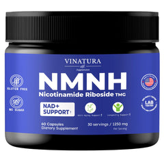 VINATURA NMNH bottle front view highlighting NR and TMG for NAD support.