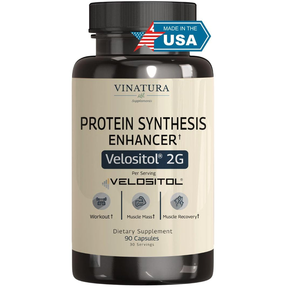 VINATURA Velositol bottle pour showing convenient capsules for post-workout use