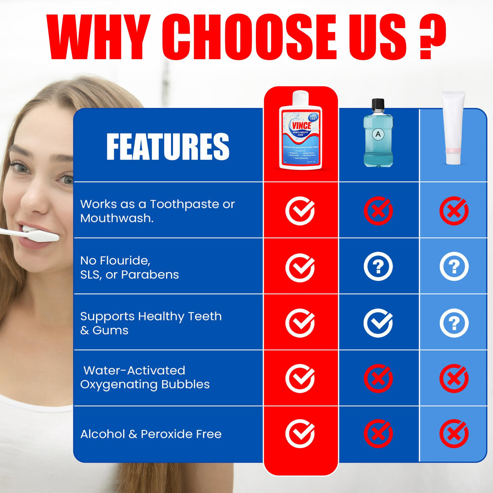 Powder bubbles activate when mixed with water for fresh breath.