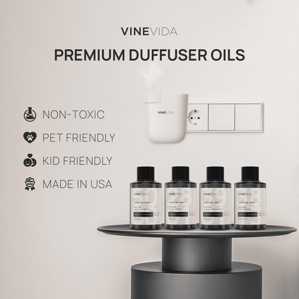 VINEVIDA Diffuser oil setup highlights long-lasting fragrance in a space.