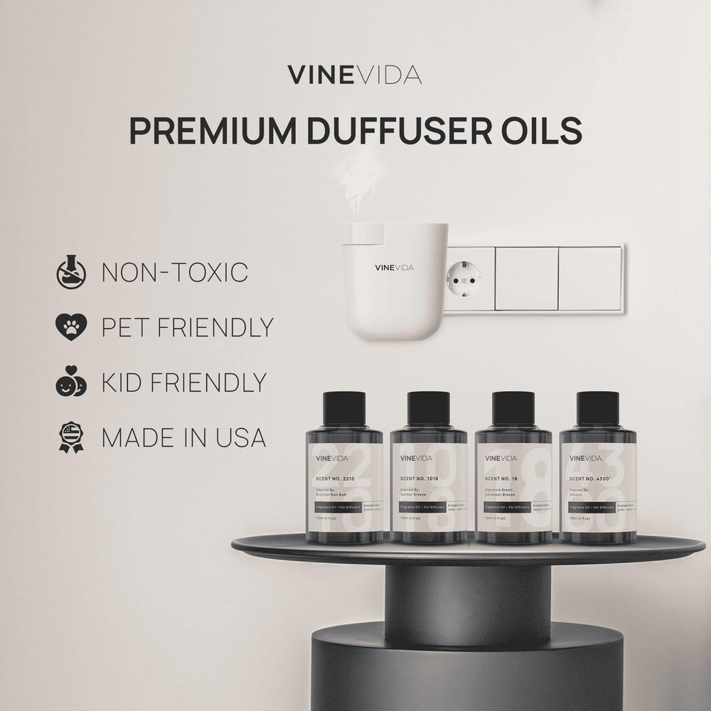 VINEVIDA fragrance oil ingredients label signals phthalate- and paraben-free quality.
