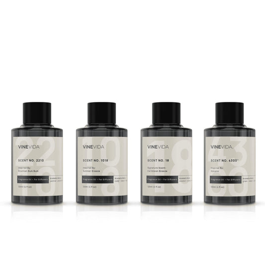VINEVIDA Summer Collection diffuser oil pack showing four bottles for cohesive ambiance.