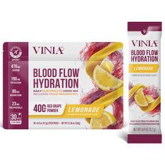 VINIA resveratrol electrolyte hydration lemonade stick ready to mix, boosts hydration support.