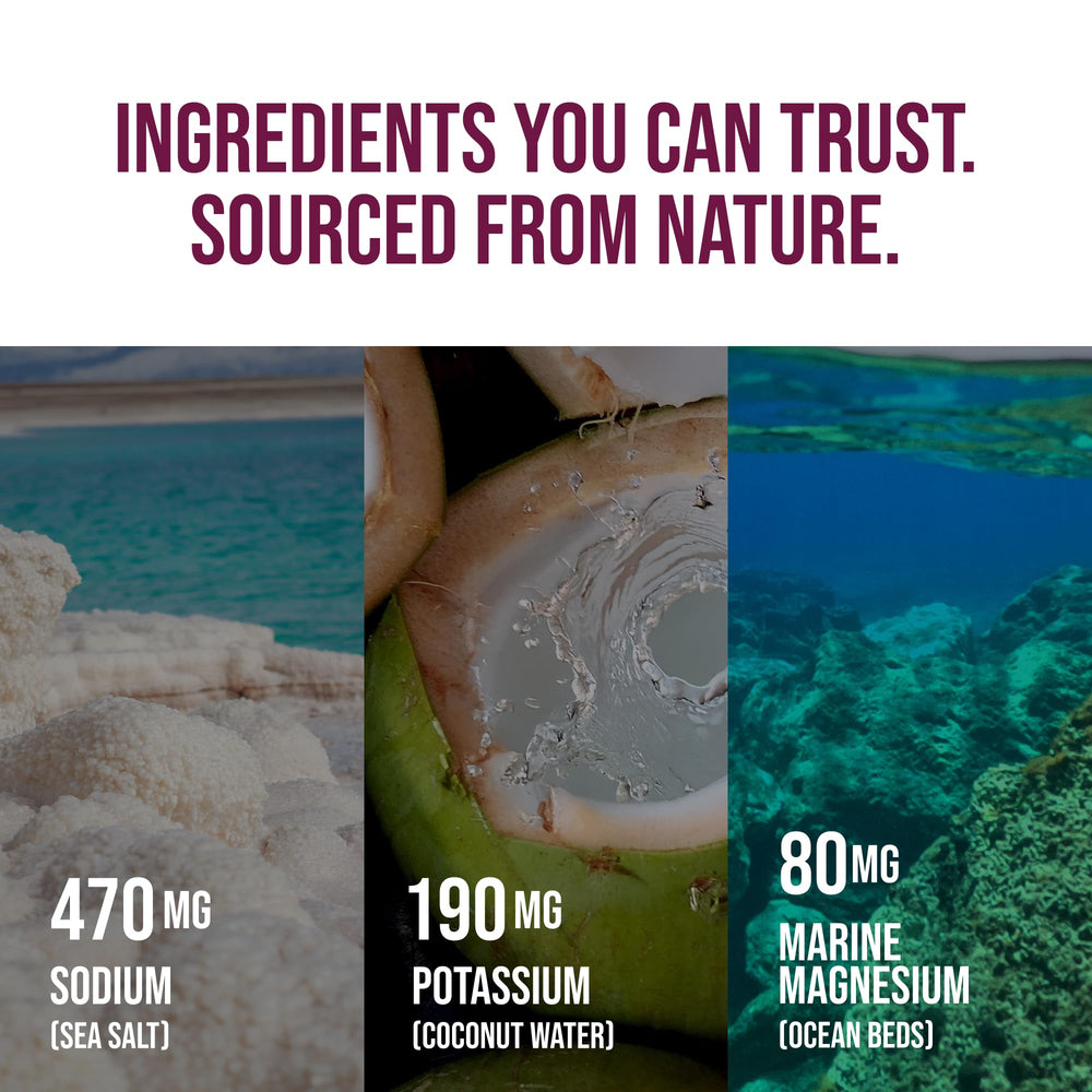 VINIA sea salt crystals closeup emphasize natural electrolytes for balanced hydration