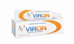 VIRCIN advanced wart-treatment bottle close-up showing precise topical application for plantar wart care.