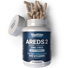 VisiVite zinc-free AREDS2 eye vitamins bottle supports eye health without zinc
