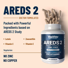 VisiVite zinc-free AREDS2 eye vitamins label highlights lutein and zeaxanthin