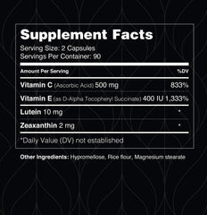 Visual Advantage capsules closeup showing vegetarian, easy-to-swallow packaging.