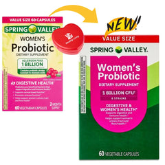 ViT4US Spring Valley Women's Probiotic bottle back label with probiotic details for a daily routine.