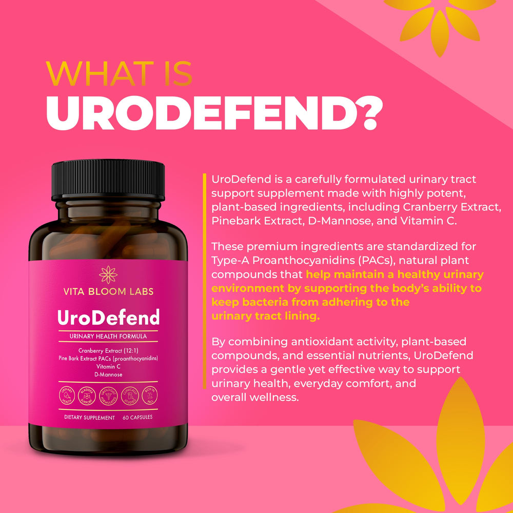 Cranberry PACs and D-Mannose synergy for UroDefend urinary tract support