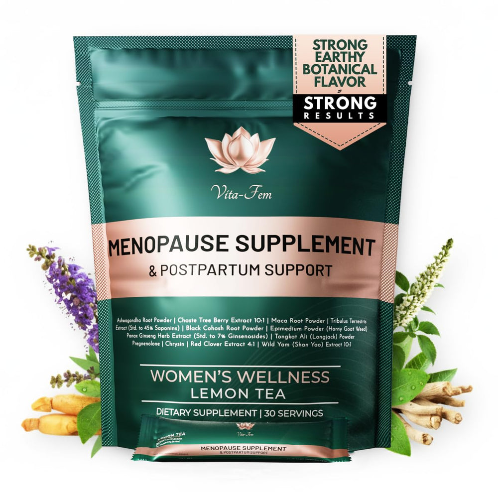 Vita-Fem lemon tea sachet ready to mix for daily menopause support and mood balance.