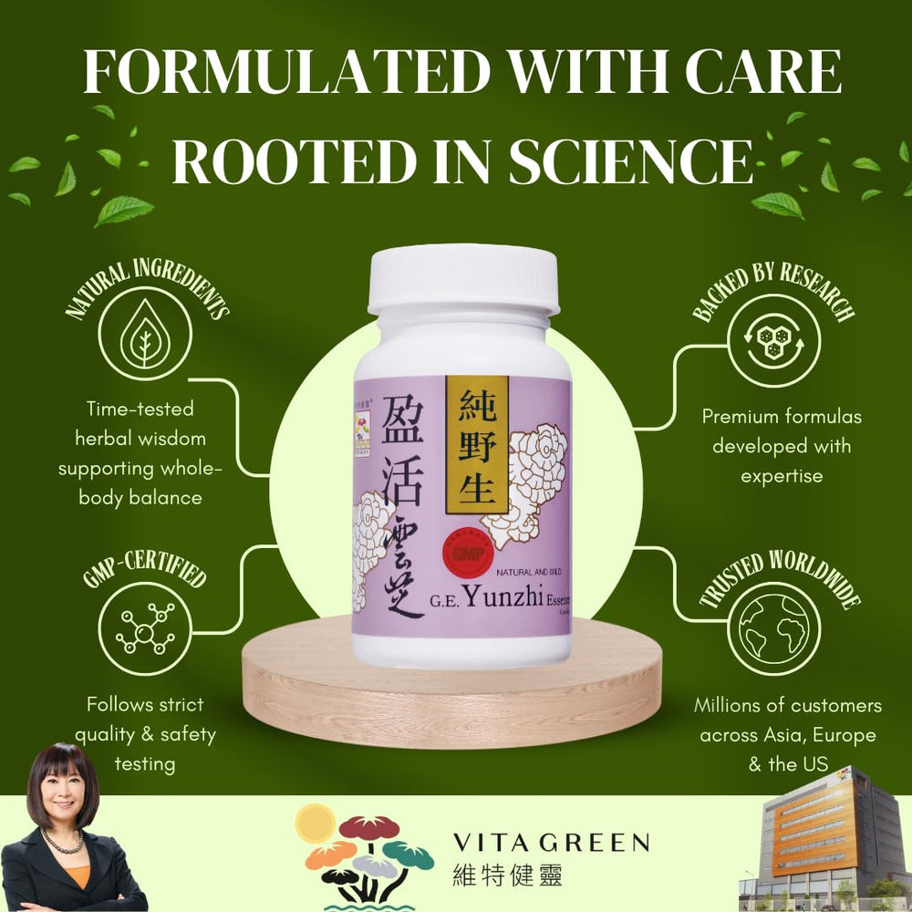 Vita Green Turkey Tail capsules pack closeup with beta-glucan extract for daily wellness