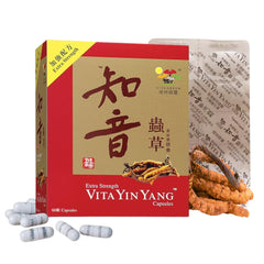 Vita Green Yin Yang Cordyceps bottle on a clean surface for daily respiratory comfort.