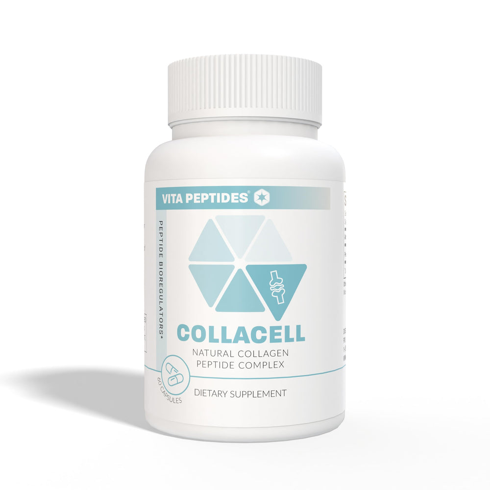 Vita Peptides Collacell label closeup highlights natural peptide bioregulators.
