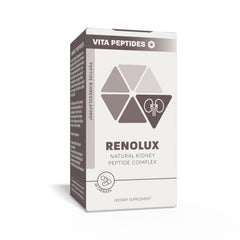 Vita Peptides Renolux capsules close-up showing natural bioregulators for energy balance