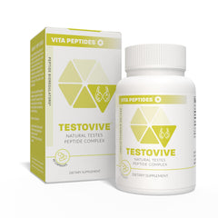 Vita Peptides Testovive bottle front showing natural bioregulator packaging for men