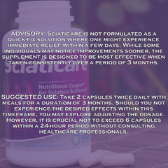 Customer reviews scene with Sciaticare bottle on a tablet screen exploring potential benefits