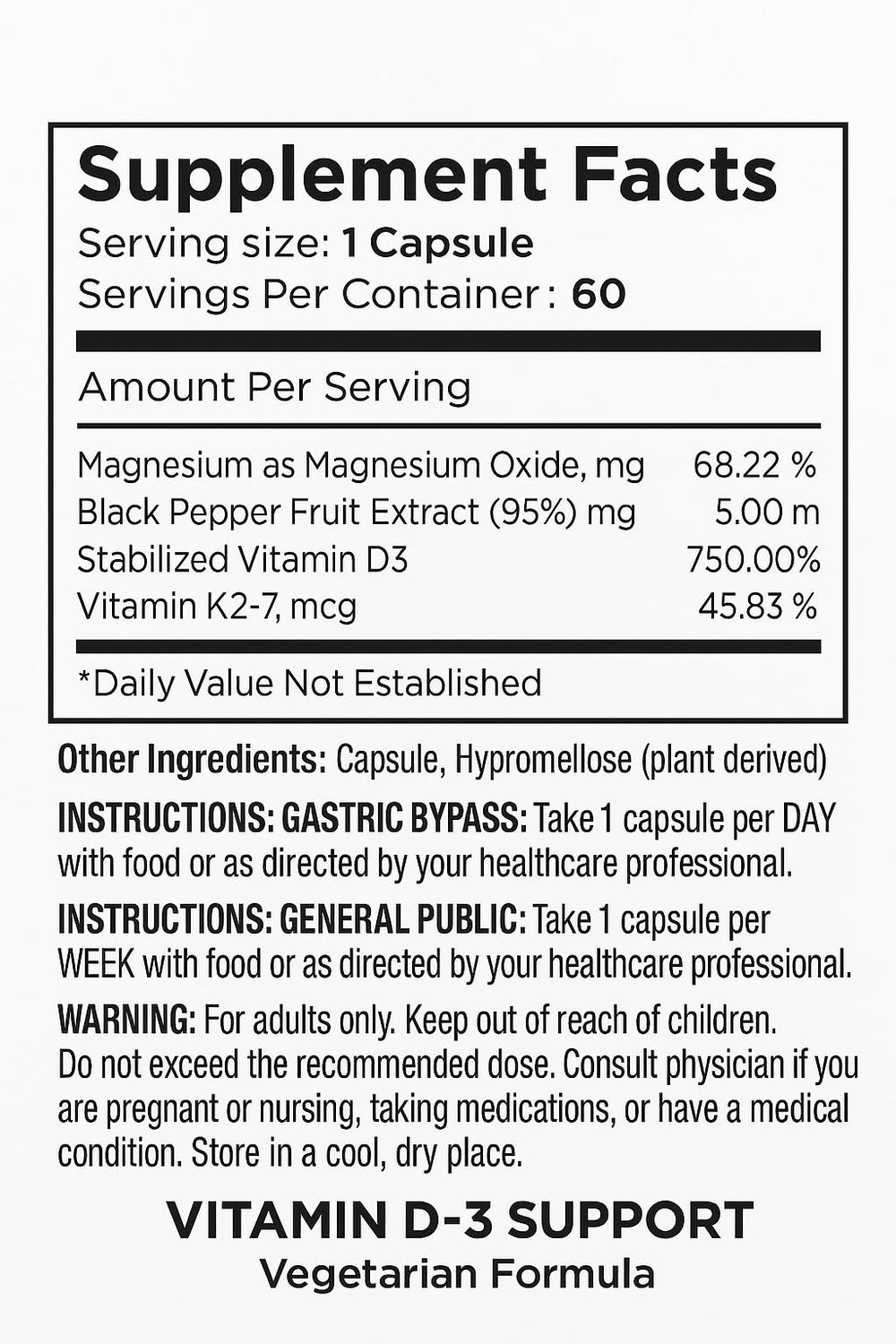 Vita4Life D3 K2 Magnesium capsules close-up highlighting absorption.