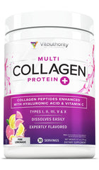 Vitauthority pink lemonade multi-collagen tub front for hair and skin support