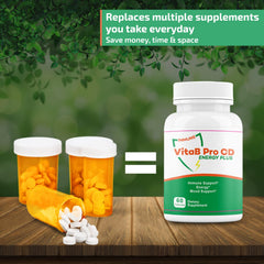 VitaB Pro CD Energy Plus dosing spoon beside pills