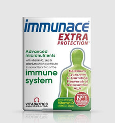 Vitabiotics Immunace Extra Protection bottle with 30 tablets for daily immune support