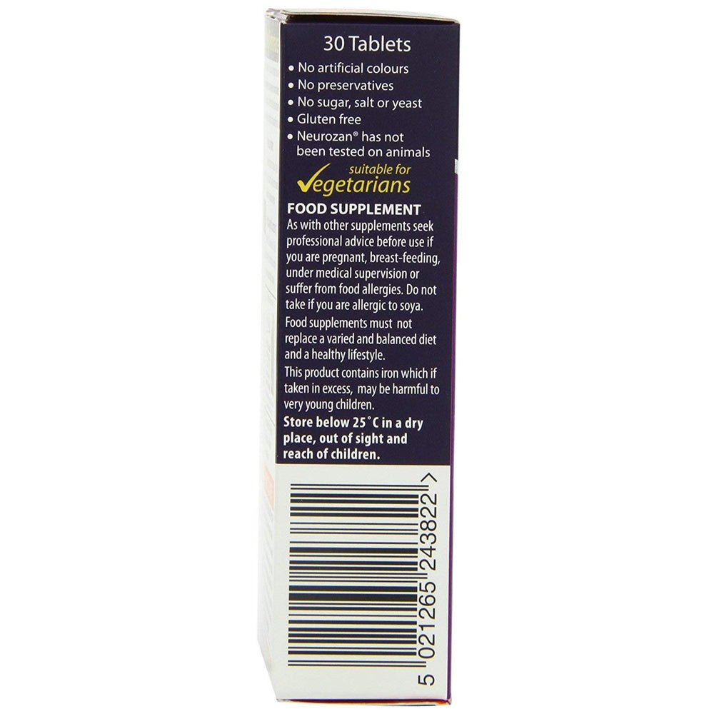 Vitabiotics Neurozan twin-pack image showing two 30-tablet bottles for daily supplementation.